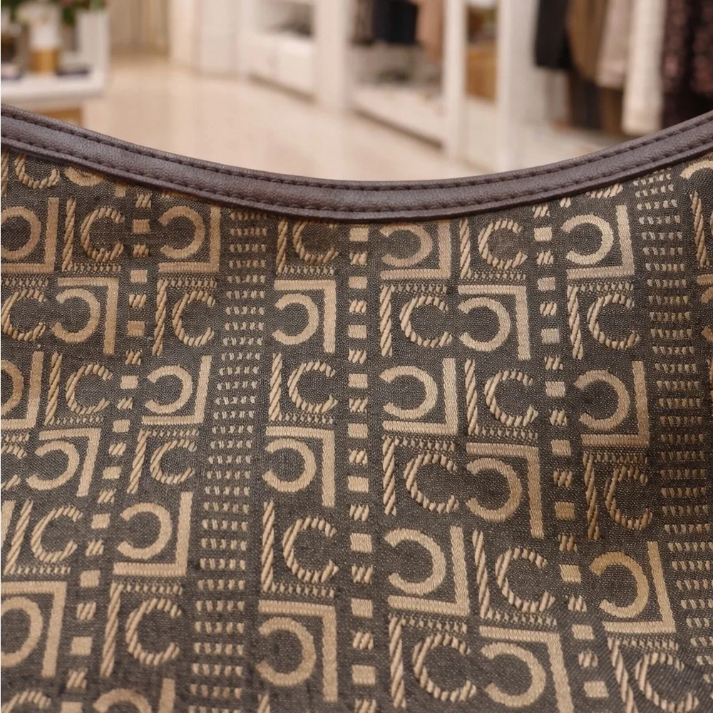 Liz Claiborne Brown Monogram Shoulder Bag Hobo purse-Logo Print